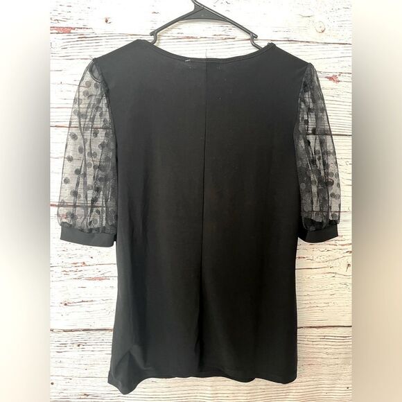 Emma & Olive Elegant Black Lace Short Sleeve Top - Picture 6 of 6